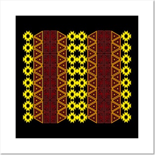 Aztec pattern design red yellow and orange Posters and Art